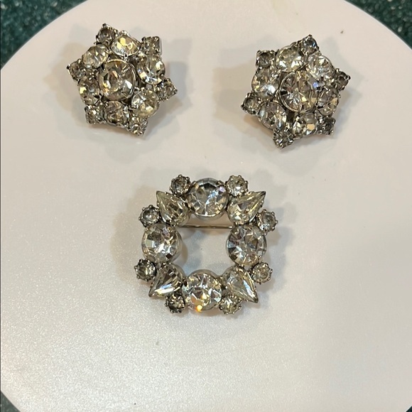 Vintage Made In Austria Brooch And Clip On Earrings